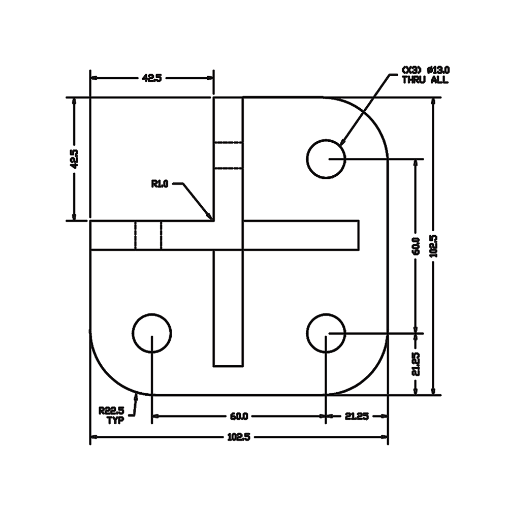 33-45452S-1SS MODULAR SOLUTIONS MOUNTING FOOT 2 SIDED FOR 45 X 45 CORNER MOUNT